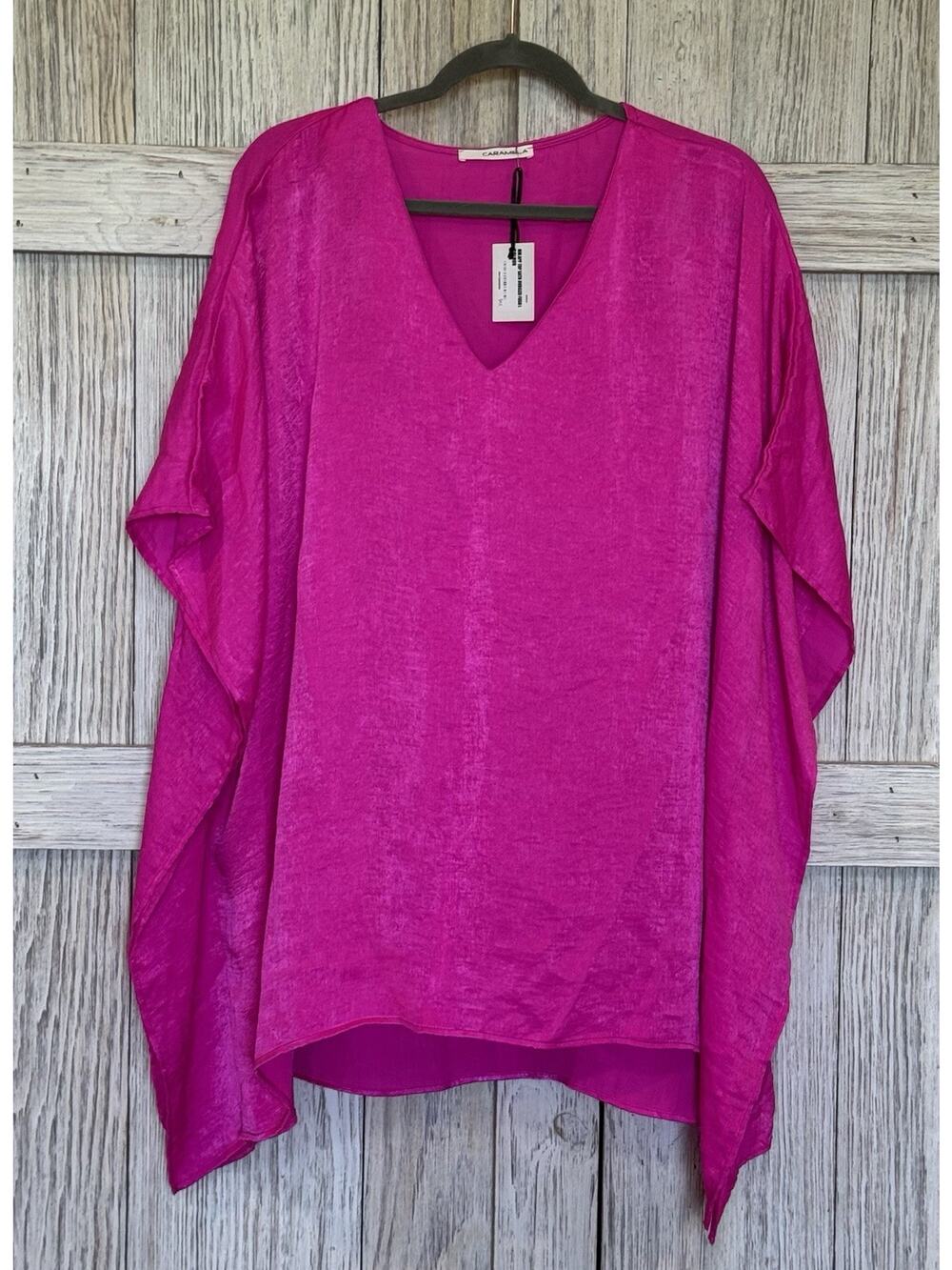 Women’s Caramela Large Satin Oversized Pink Boho Top NWT